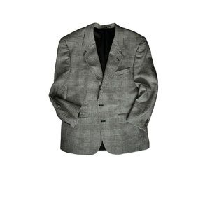 Burberrys houndstooth wool blazer notch lapel 3 button blazer sz 50.